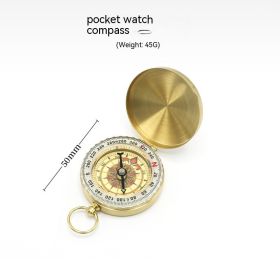 Pocket Watch Retro Flip Compass Outdoor Climbing Multifunctional Lidded Luminous (Color: Gold)