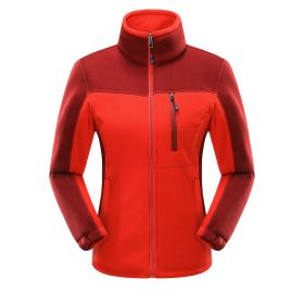 Cross-border Sources Of New Polar Fleece Warm Fleece Couple Cardigan Contrast (Option: Red girl-4XL)