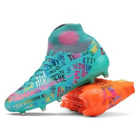Soccer Shoes Fashion Breathable Broken Nail Soccer Shoes Men's Large Size (Option: Moonlight Orange Spike-45)