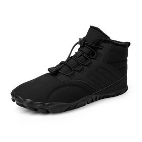 Fleece-lined Warm Five-finger Outdoor Sports Cotton Shoes Boots Wear-resistant Non-slip (Option: Black-39)
