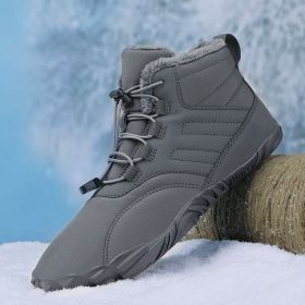 Fleece-lined Warm Five-finger Outdoor Sports Cotton Shoes Boots Wear-resistant Non-slip (Option: Gray-46)