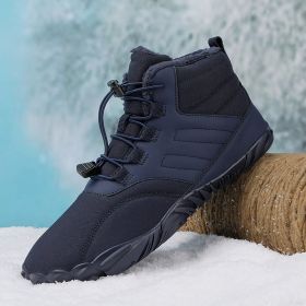 Fleece-lined Warm Five-finger Outdoor Sports Cotton Shoes Boots Wear-resistant Non-slip (Option: Blue-46)